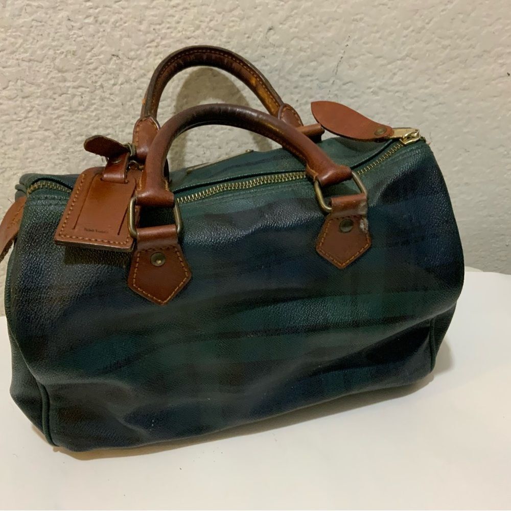 Polo Ralph Lauren Vintage Bag  Pvc Checkered Pattern Top Handle Travel Bag - Picture 5 of 16